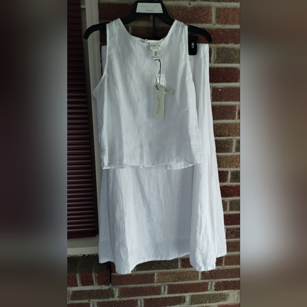 NWT Beautiful Rachel Zoe White Sleeveless 2 Piece Set Skirt/Blouse Size M